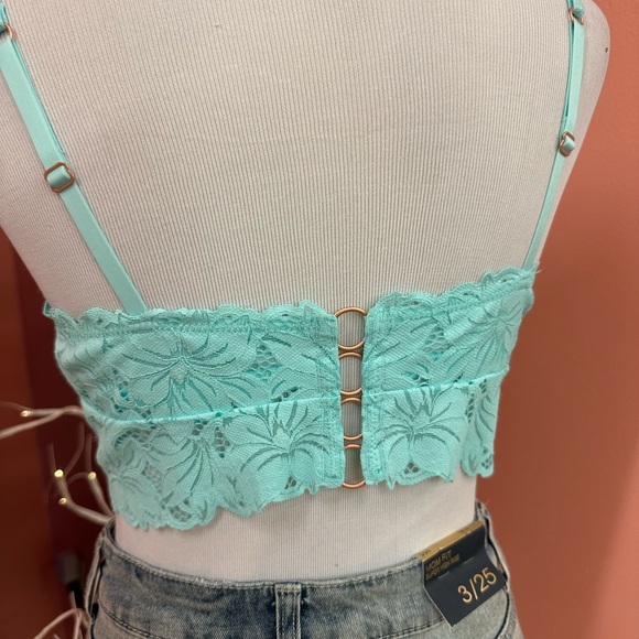 NWT Aerie Light Blue Ribbed Crop Top/Bralette - Picture 2 of 6
